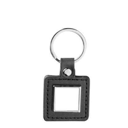 Picture of KEY-RING -  METAL+ LEATHER (Square) black