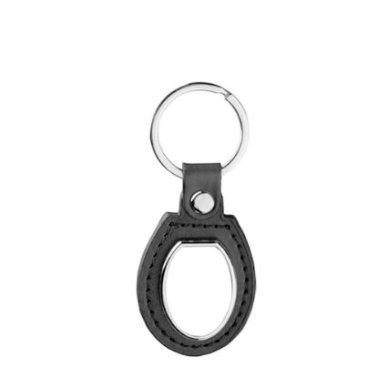Picture of KEY-RING -  METAL+ LEATHER (Oval) black