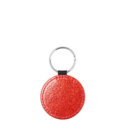 Picture of KEY-RING - Leather (GLITTER) ROUND red