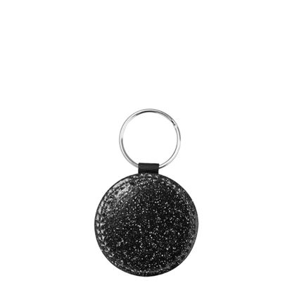 Picture of KEY-RING - Leather (GLITTER) ROUND black