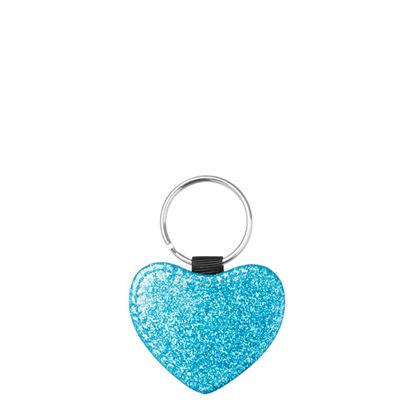 Picture of KEY-RING - Leather (GLITTER) HEART blue