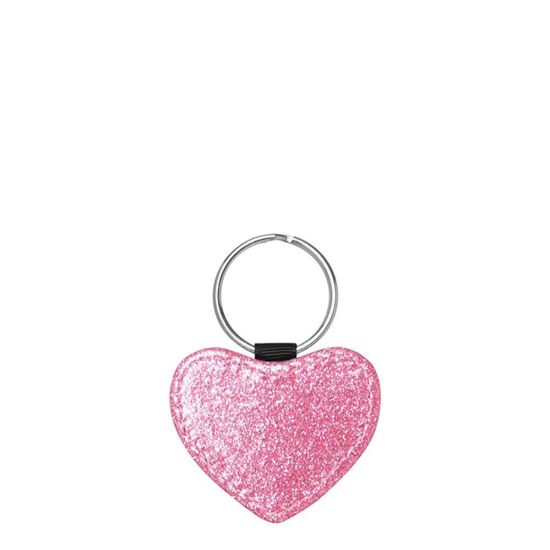 Picture of KEY-RING - Leather (GLITTER) HEART pink