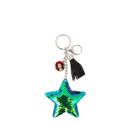 Picture of KEY-RING - (SEQUIN) STAR blue/green