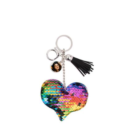 Picture of KEY-RING - (SEQUIN) HEART mixed colors