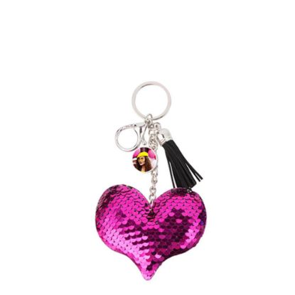 Picture of KEY-RING - (SEQUIN) HEART rose red