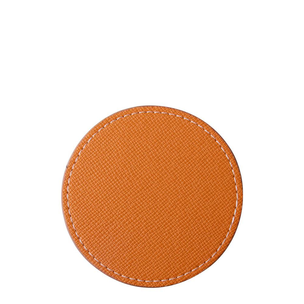 Picture of COASTER (LEATHER) ROUND 9.5cm - ORANGE