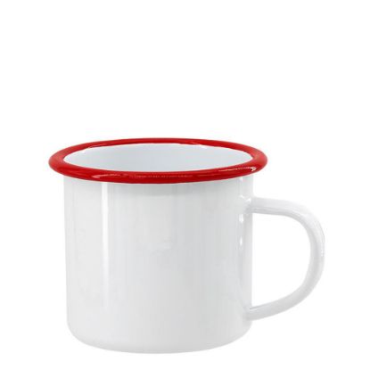 Picture of ENAMEL MUG 12oz WHITE + RED rim