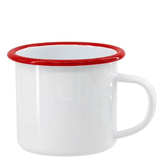 Picture of ENAMEL MUG 18oz WHITE + RED rim