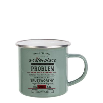 Picture of ENAMEL MUG 12oz (GREEN GRAY) SILVER rim