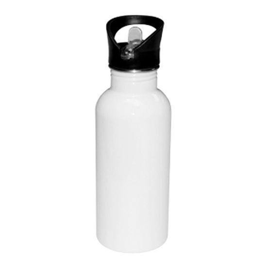 Picture of WATER BOTT. - STAINLESS (WHITE)  600ml-straw