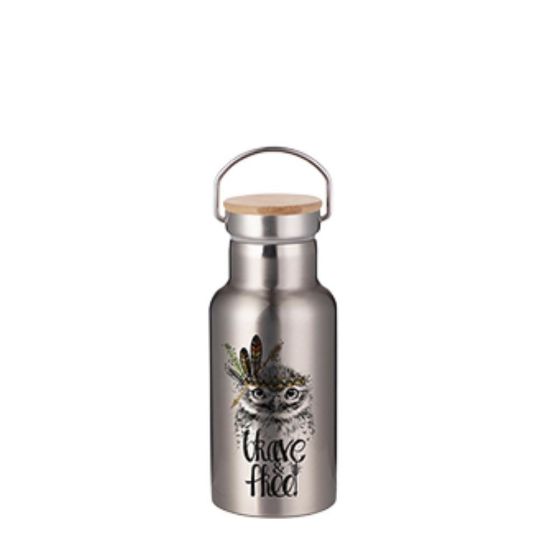 Picture of Portable Bottle 12oz. (Bamboo Lid) SILVER