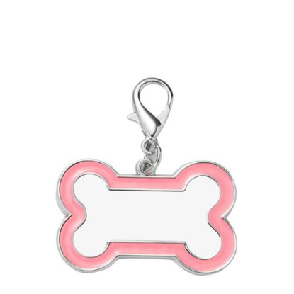 Εικόνα της Pet Tag (DOG BONE Pink edge) 3x4.5cm - Zinc alloy