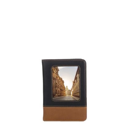 Picture of LEATHER PASSPORT holder with alum.10.2x14.6cm