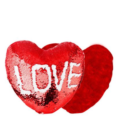 Εικόνα της PILLOW - COVER Sequin(HEART)RED 34x40