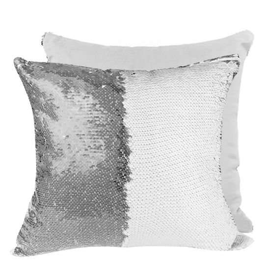Picture of PILLOW - COVER Sequin(SILVER white back)40x40