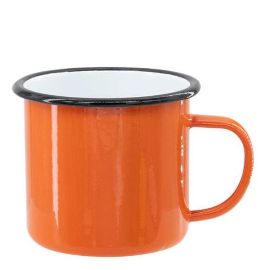 Picture of ENAMEL MUG 18oz ORANGE + BLACK rim