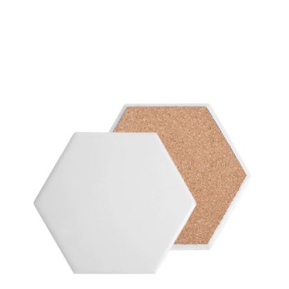 Picture of COASTER (SANDSTONE+cork) HEXAGON 10.8 gloss