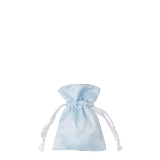 Picture of DRAWSTRING BAG satin blue light  9x14cm