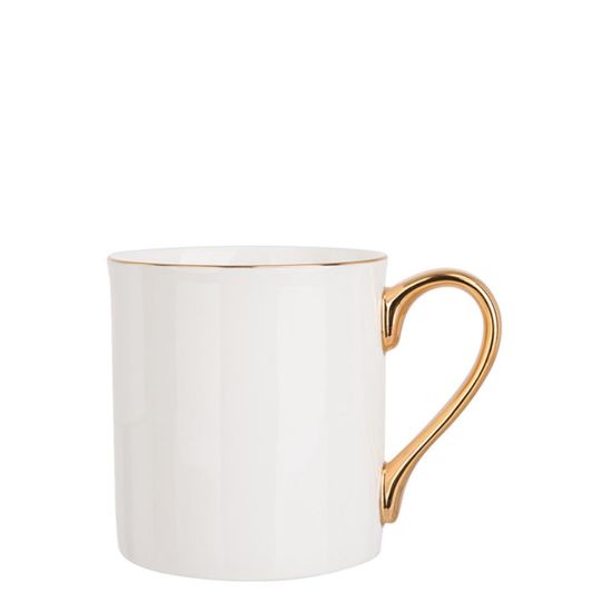 Picture of MUG WHITE (Bone China) 10oz GOLD rim & Hand