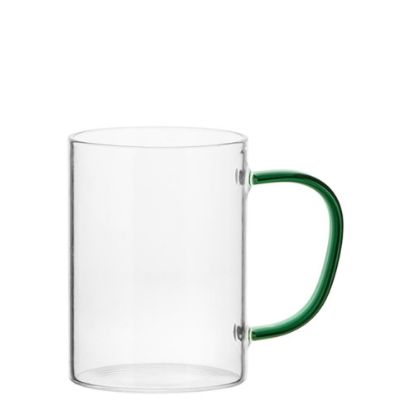 Εικόνα της Glass Mug 12oz (Clear) GREEN Dark handle