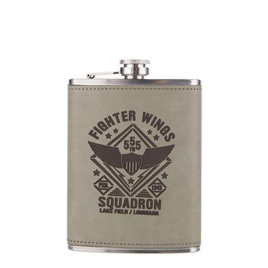 Picture of FLASK 8oz - PU Cover (Rawhide) for Laser Engraving