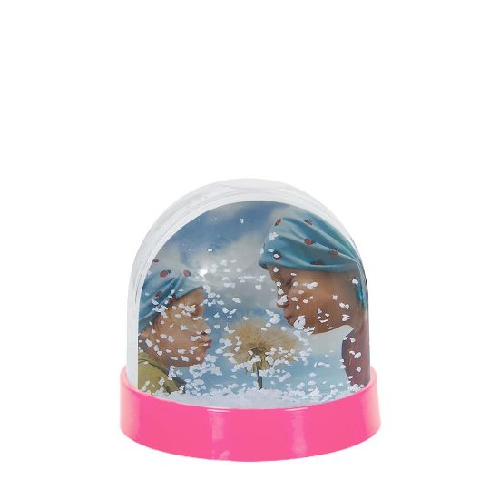 Picture of Acrylic Photo Block Globe/Pink (Alu. Insert 7x6.3cm) with White Snow