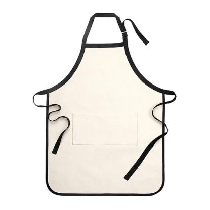 Picture of APRON - ADULTS (64x84) pocket LINEN  with Black Edge and Strip