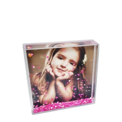 Εικόνα της Acrylic Photo Block (Square-10x10cm) CLEAR with Pink Snow