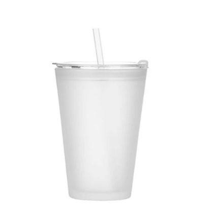 Picture of Glass Tumbler 15oz (with Lid & Straw) Frosted
