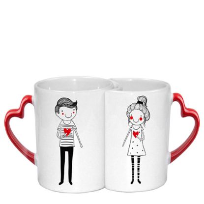 Picture of MUG 11oz. (Heart) Red handle - 2pcs