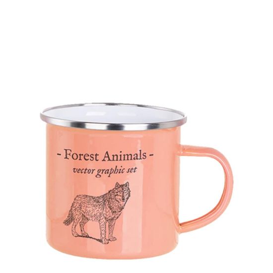 Picture of ENAMEL MUG 12oz (CORAL red) SILVER rim