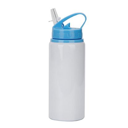 Picture of Water Bottle WHITE (Aluminum) 600ml with Blue Lid
