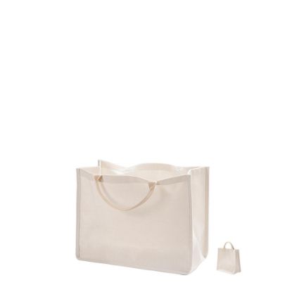 Picture of Shopping Bag (Linen Beige) 27x25x12cm side gusset