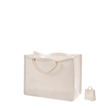 Picture of Shopping Bag (Linen Beige) 32x30x20cm side gusset