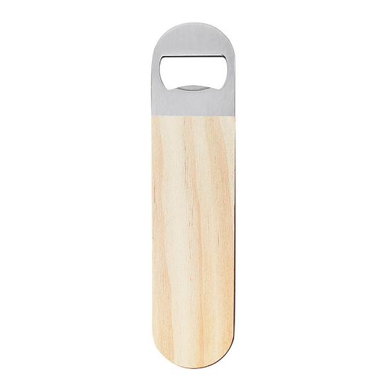 Picture of Bottle Opener/Magnet (17.7x4 cm) Natural Wood with Steel