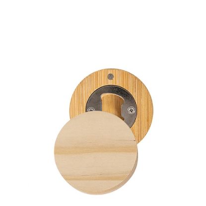 Picture of Bottle Opener/Magnet (diam.6.5x1.5 cm).Natural Wood