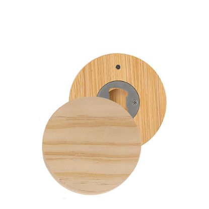 Picture of Bottle Opener/Magnet (diam.8x1.5 cm).Natural Wood