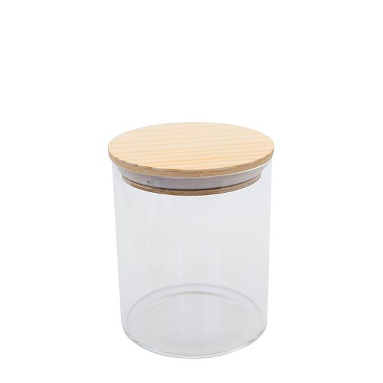 Picture of Glass Jar 950ml (diam.10xH.15 cm) with wooden Lid