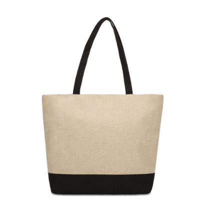 Picture of BAG - SHOPPING Linen Dark (with Black Base) 48x3639cm